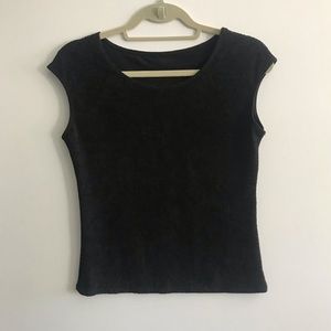 G Wheels black sleeveless top, nubby stretchy feel